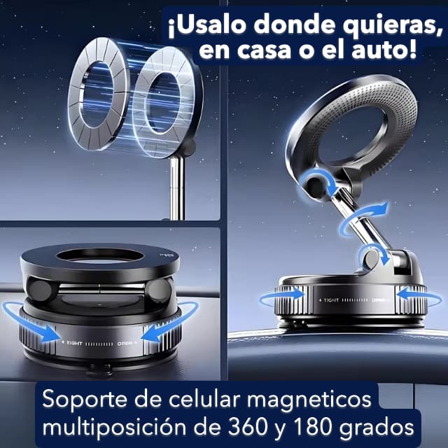 Soporte Magnético 360° — Fijación Total para Auto y Escritorio | Envío Gratis RD