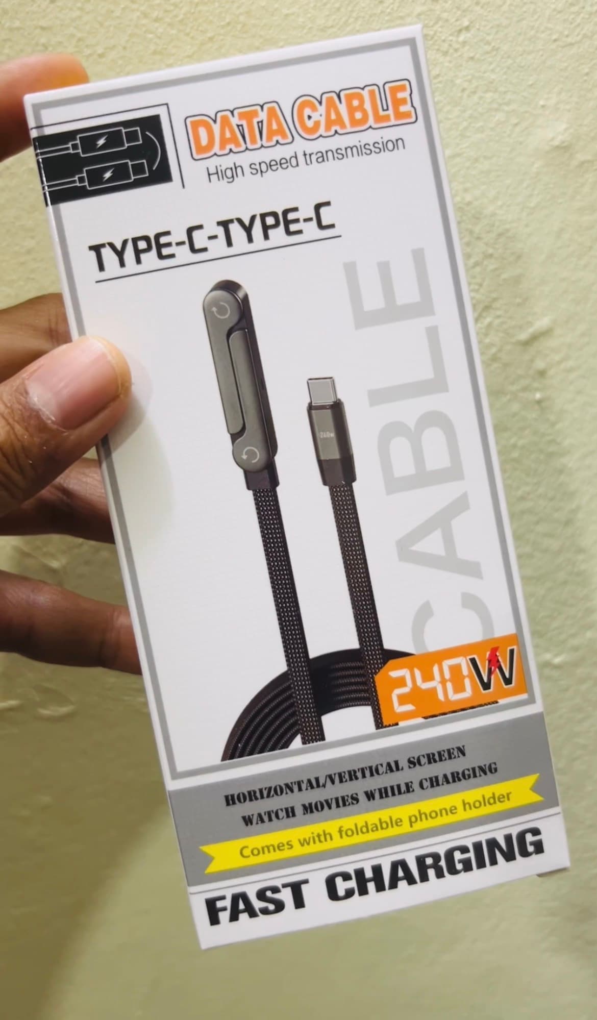 Cable 2 en 1: Carga Rápida 240W + Soporte Plegable — Envío Gratis RD