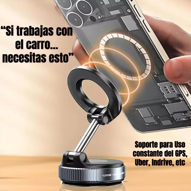 Soporte Magnético 360° — Fijación Total para Auto y Escritorio | Envío Gratis RD